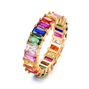 Bella's For Purpose 18K Gold Plated Emerald-Cut Multi Color Gemstone Ring
