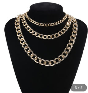 3 Piece Gold exaggerated Necklaces